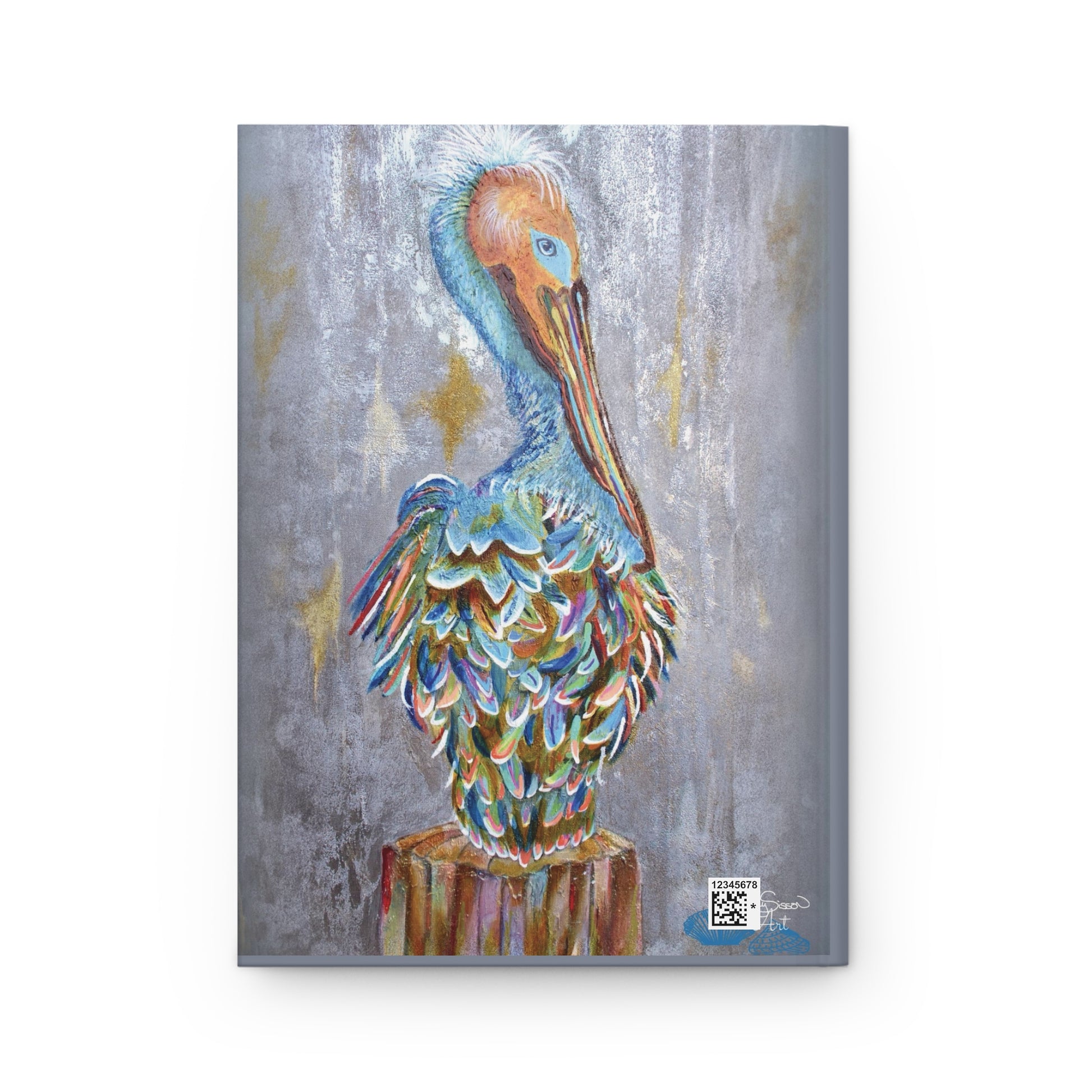Whimsical Pelican Notebook.  Coastal Journal - MarySissonArt