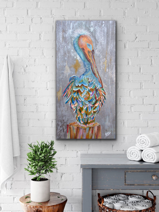 Pelican Painting Print.  Coastal Pelican Art. - MarySissonArt