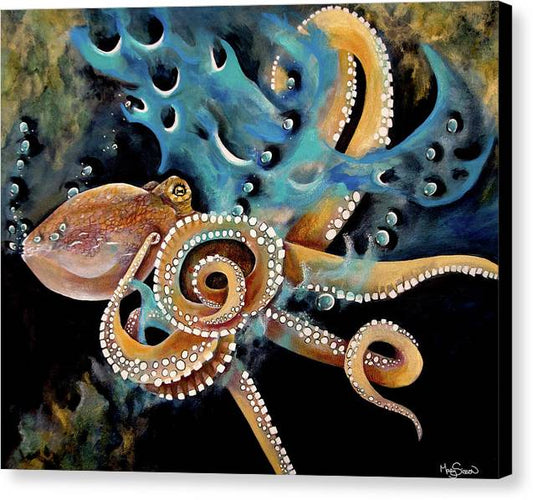 Otis the Octopus - Coastal Decor.  Beach Decor.  Beach Painting.  Colorful Octopus.  Canvas Print. - MarySissonArt