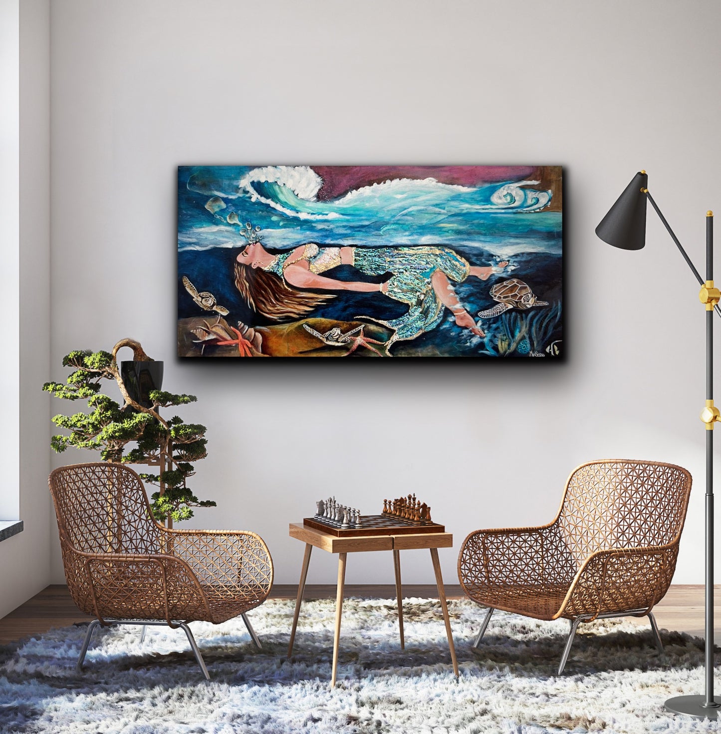 Coastal Art, Mermaid Style Print, Ocean painting, Coastal Decor - MarySissonArt
