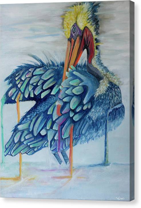 Colorful Pelican Painting - Canvas Print - MarySissonArt