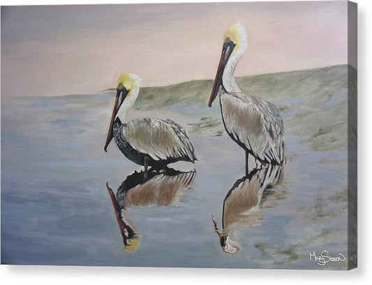 Pelican Painting - Canvas Print.  Coastal Wall Print.  Coastal Decor.  Beach Decor.  Sunset - MarySissonArt