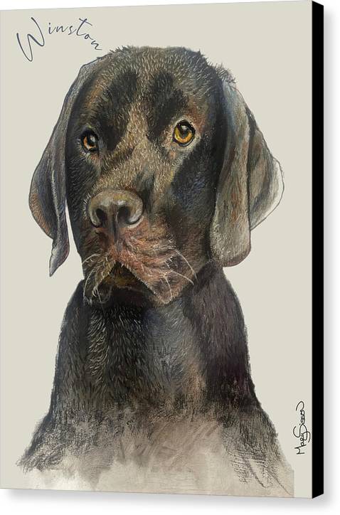 Labrador Retriever personalized . Hand painting/hand drawn. Canvas Print.