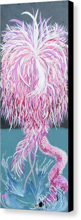 Pretty in Pink - Canvas Print.  Whimsical Pink Flamingo.  Coastal Pink Flamingo.  Beach Art - MarySissonArt